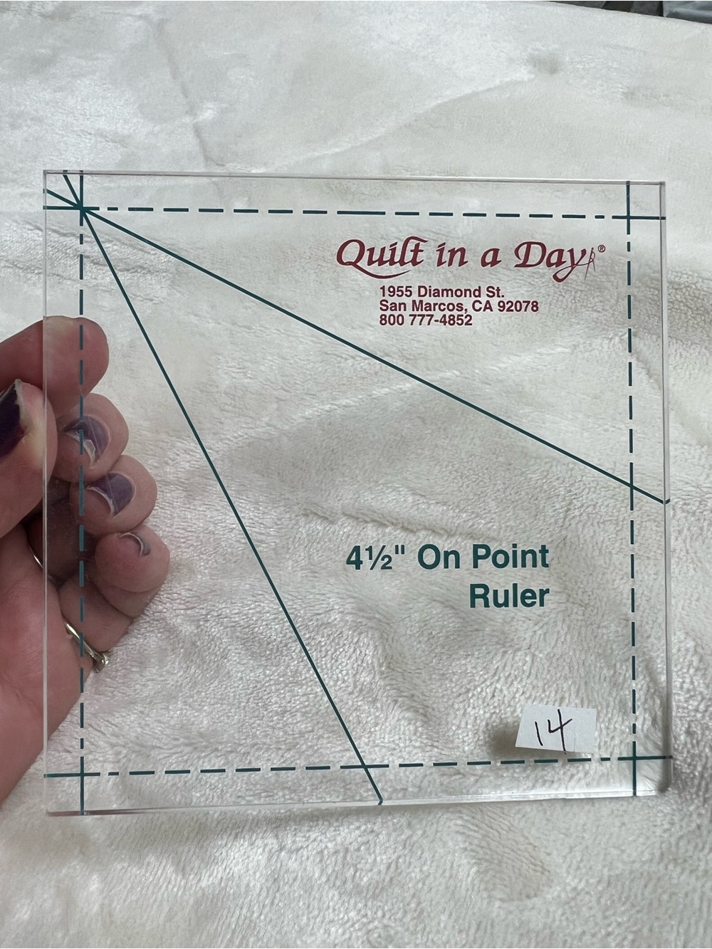 Quilt in a Day 4½" On Point Ruler - Clear Acrylic